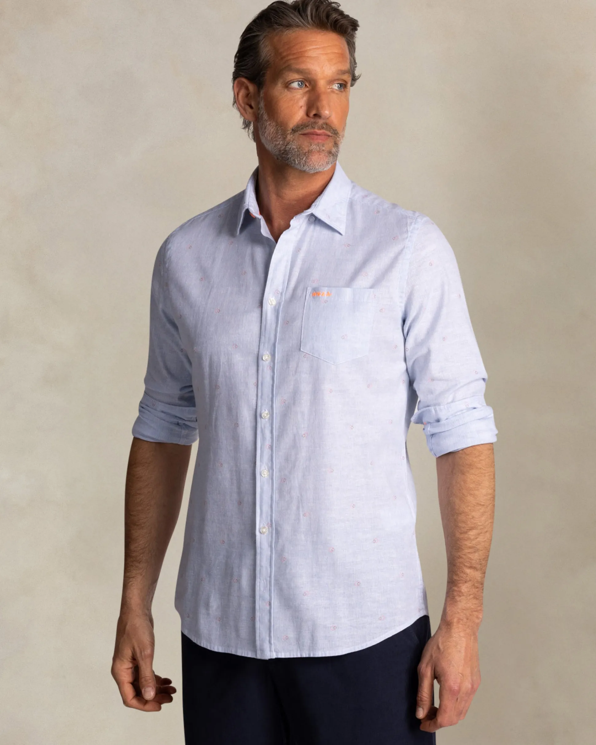 Light blue cotton-linen shirt