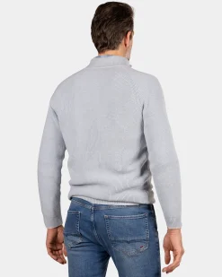 Light blue knitted half zip pullover - Phantom Blue