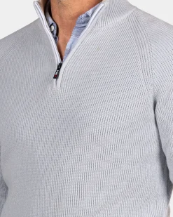 Light blue knitted half zip pullover - Phantom Blue