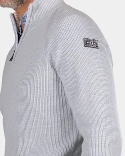 Light blue knitted half zip pullover - Phantom Blue