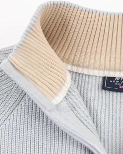 Light blue knitted half zip pullover - Phantom Blue