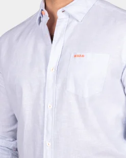 Light blue linen shirt with stretch - Light Sky