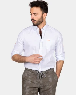 Light blue linen shirt with stretch - Light Sky
