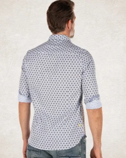 Light blue printed cotton shirt