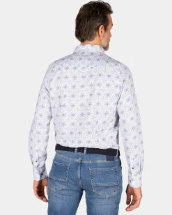 Light blue printed linen shirt