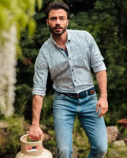 Light blue shirt with dots