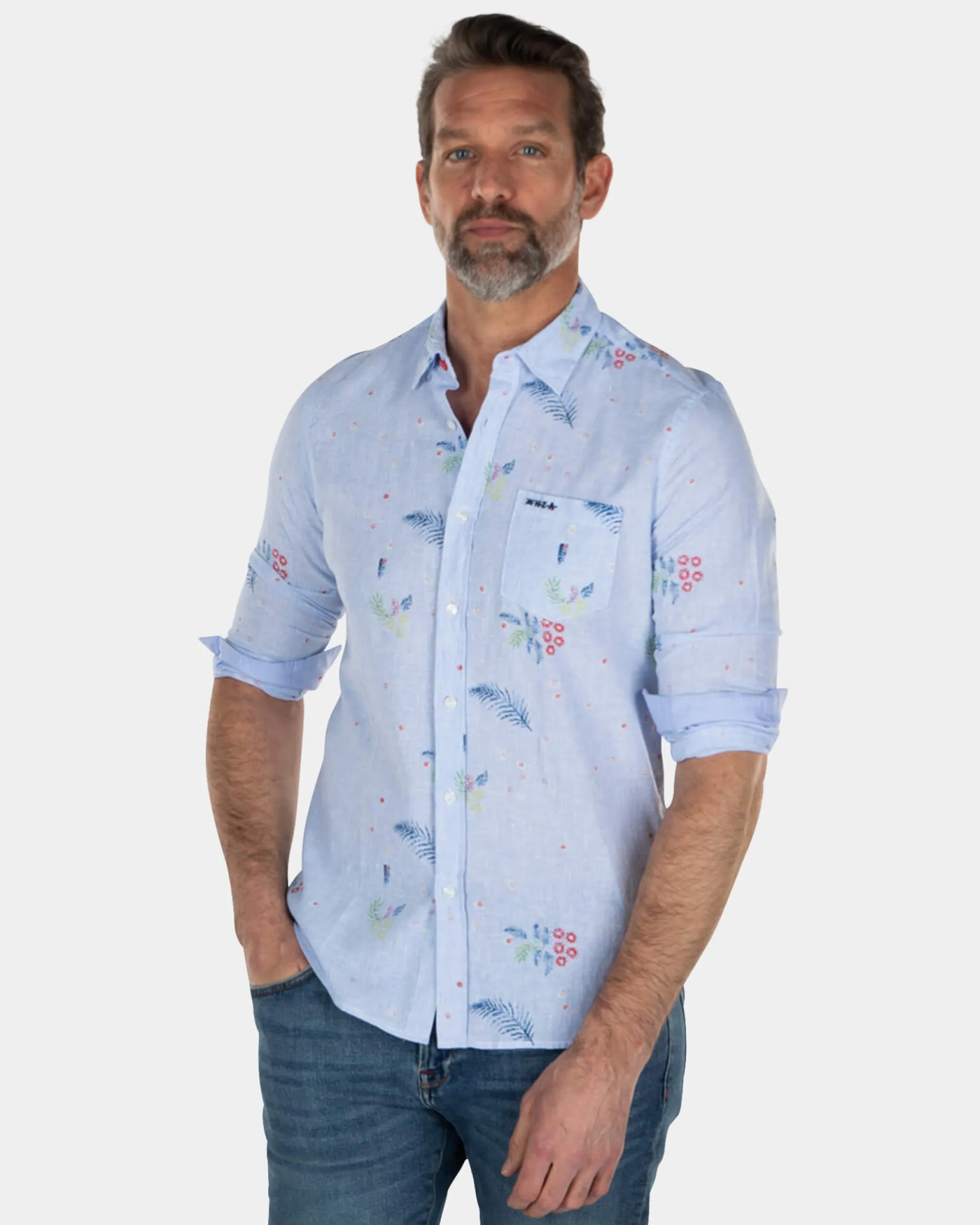Light blue shirt with leaves - Light Blue