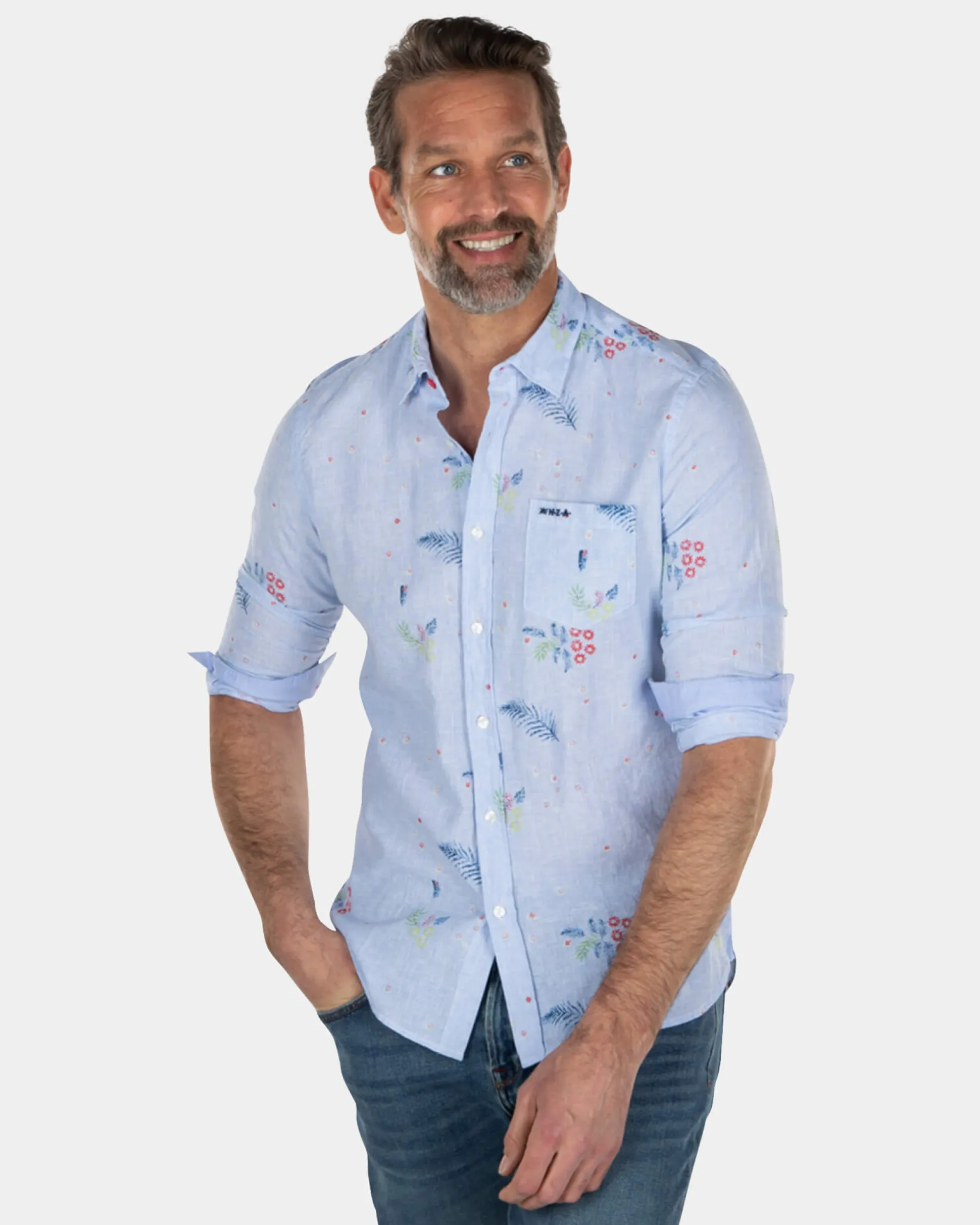 Light blue shirt with leaves - Light Blue
