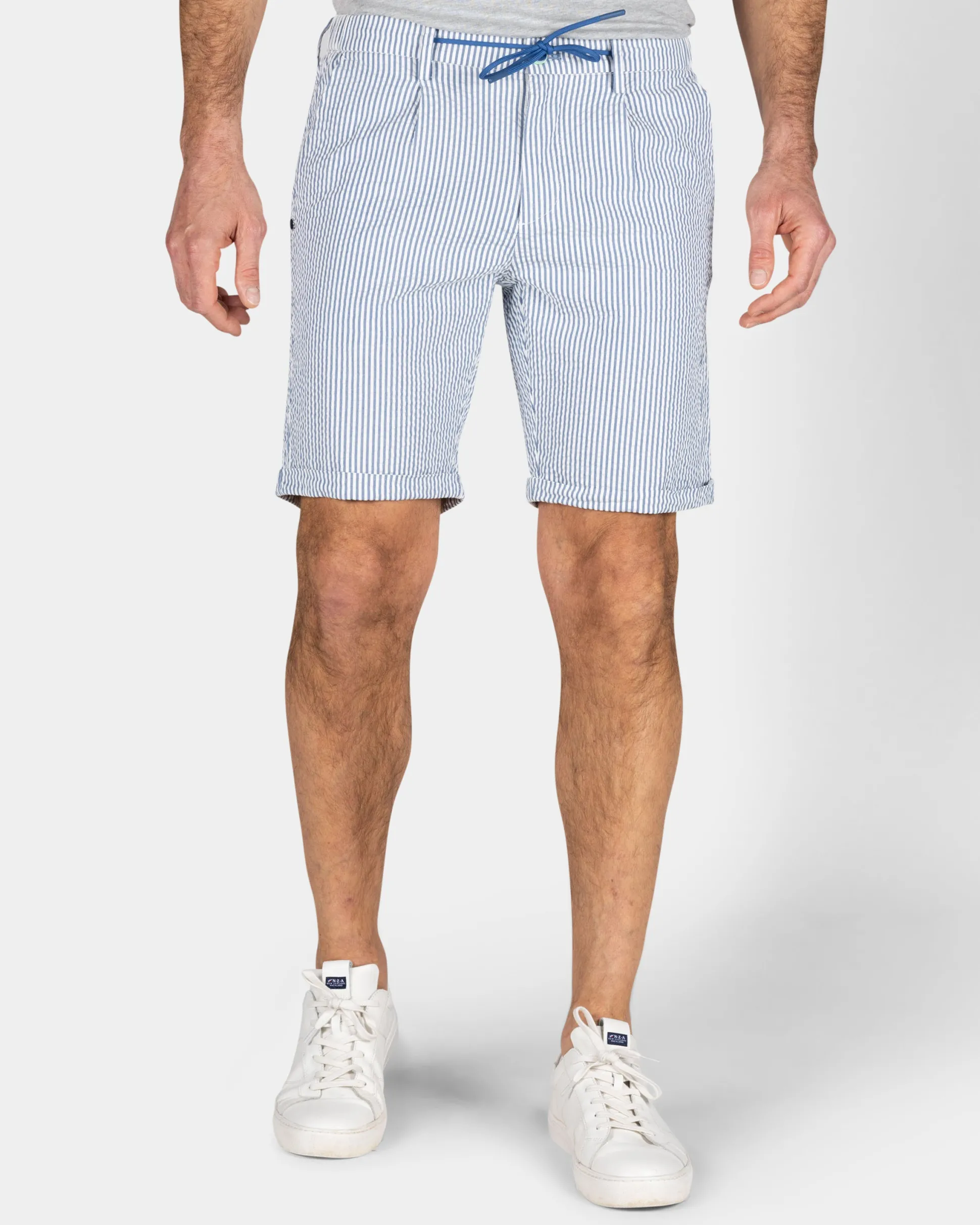 Light Blue Striped Chino Shorts