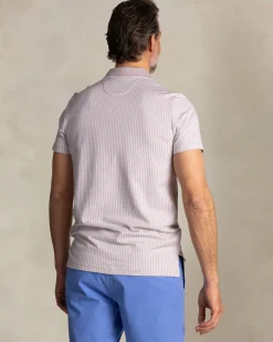Light brown polo with small white stripe