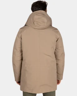 Light brown quilted parka jacket - Chestnut