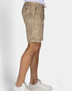 Light Brown Shorts with Leaf Print