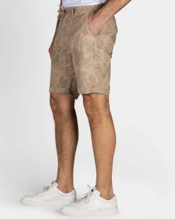 Light Brown Shorts with Leaf Print