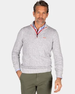 Light gray half-zip pullover - Royal Petrol