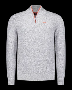 Light gray half-zip pullover - Royal Petrol