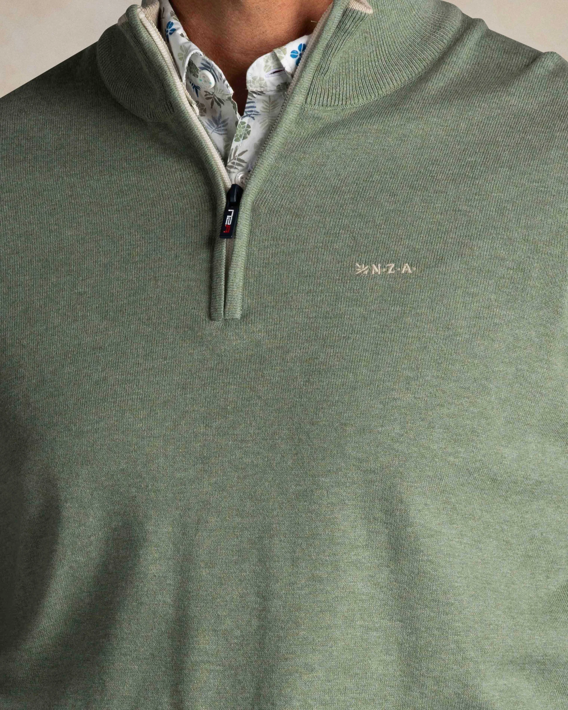 Light green cotton half zip