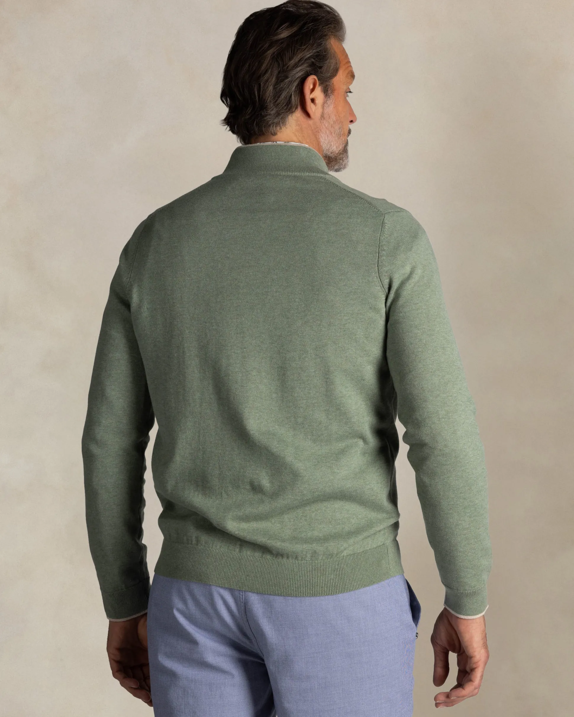 Light green cotton half zip