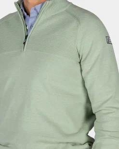 Light green cotton pullover with half zip