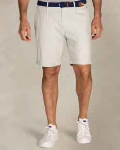 Light green cotton-linen-Tencel chino shorts