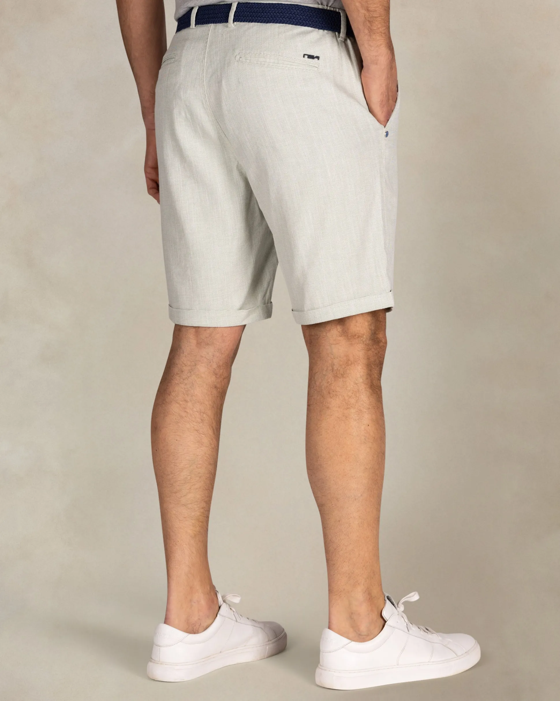 Light green cotton-linen-Tencel chino shorts