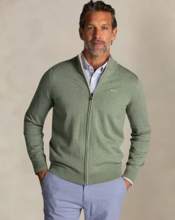 Light green half zip cotton knit