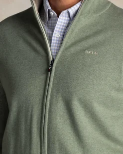 Light green half zip cotton knit