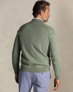 Light green half zip cotton knit