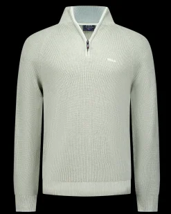 Light green knitted half zip pullover - Sage