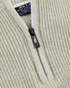 Light green knitted half zip pullover - Sage