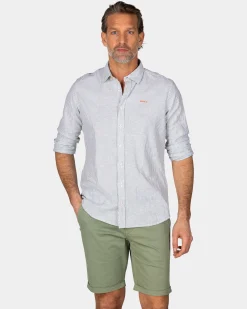 Light Green Linen Shirt with Elastane