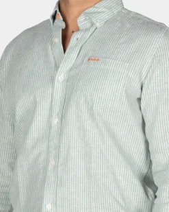 Light green striped linen shirt