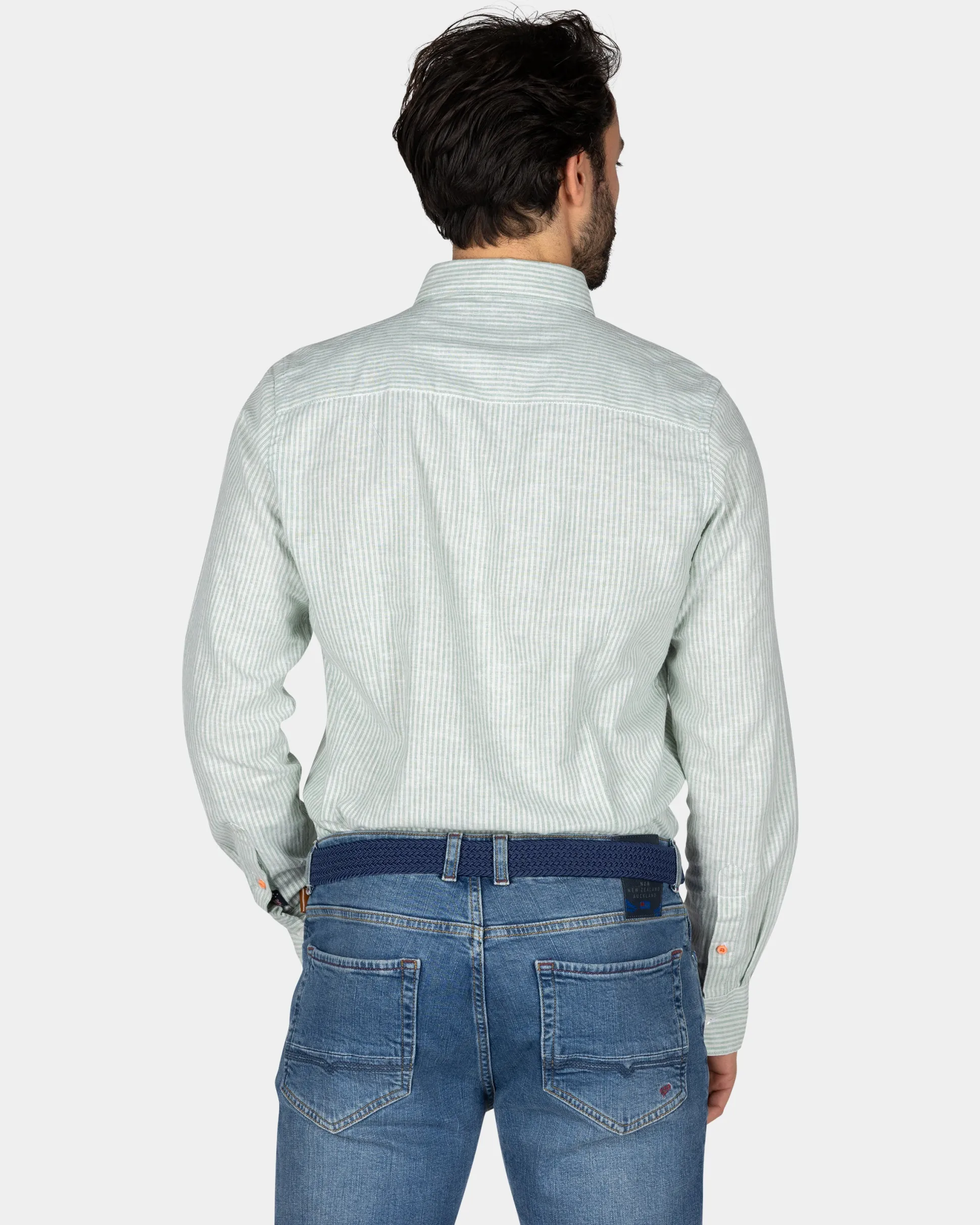 Light green striped linen shirt