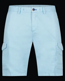 Linen cargo shorts Luitpold - Lagune Blue