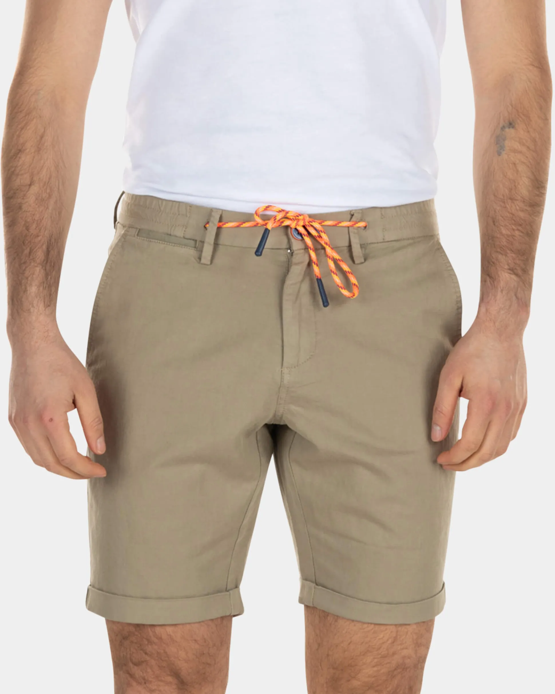 Linen chino shorts with stretch - Beach Sand