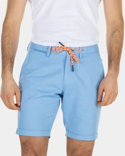 Linen chino shorts with stretch - Bright Sky