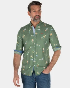 Linen cotton shirt with flower print - Active Army