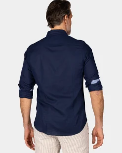 Linen Navy Long Sleeve Shirt