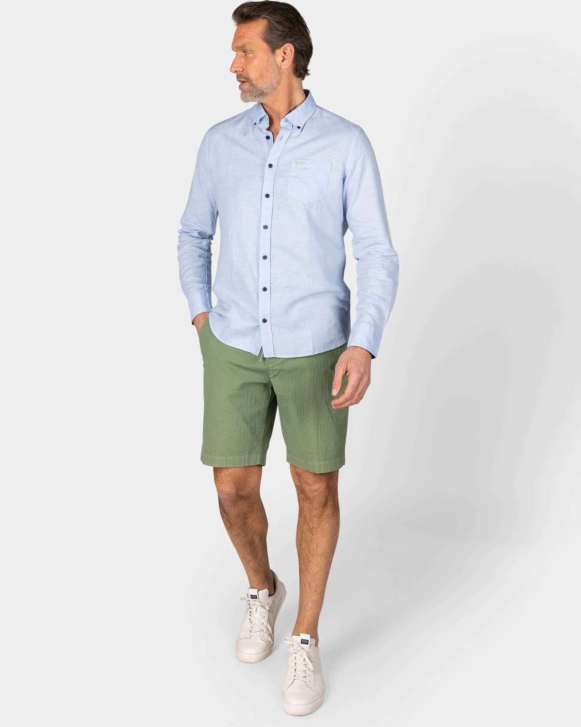 Linen Pastel Blue Long Sleeve Shirt