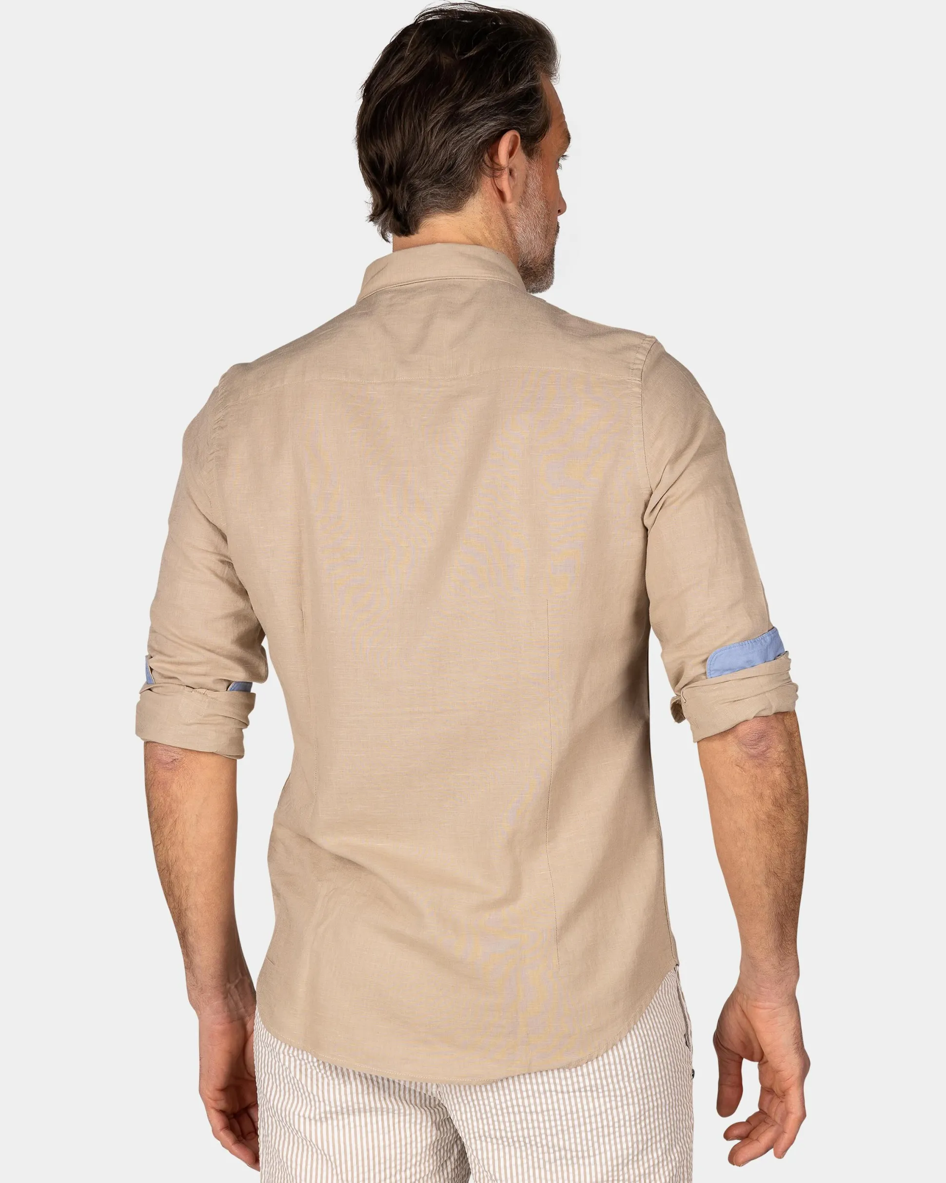 Linen Sand-Colored Long Sleeve Shirt