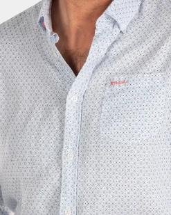 Linen shirt with dotted print - Universal Blue