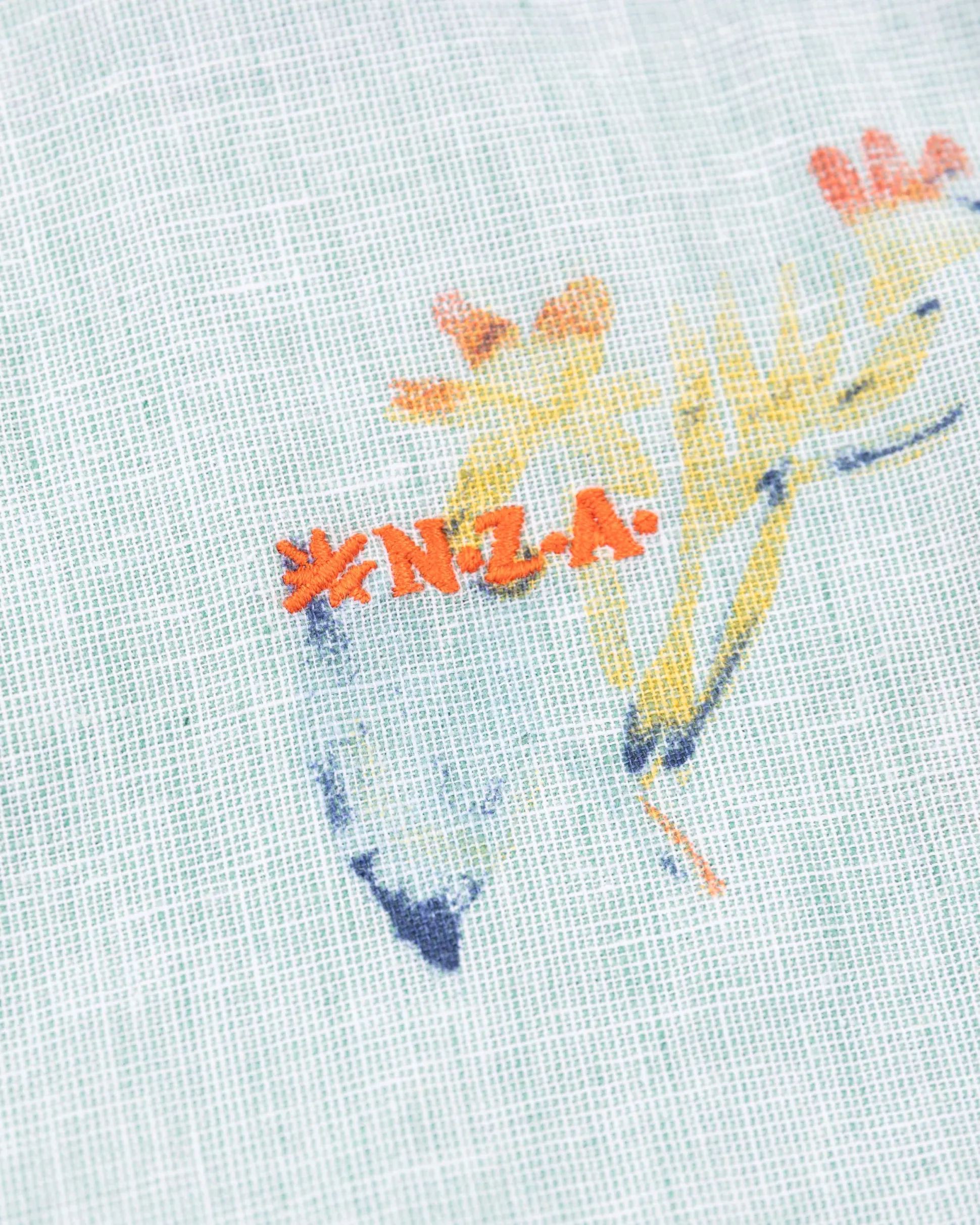 Linen shirt with flower print - Amazon Green