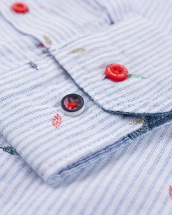 Linen shirt with light blue print - Light Blue