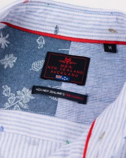 Linen shirt with light blue print - Light Blue