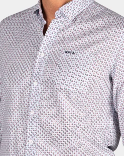 Linen shirt with red print