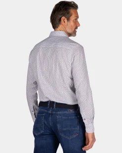Linen shirt with red print