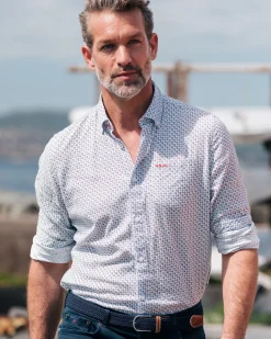 Linen shirt with red print