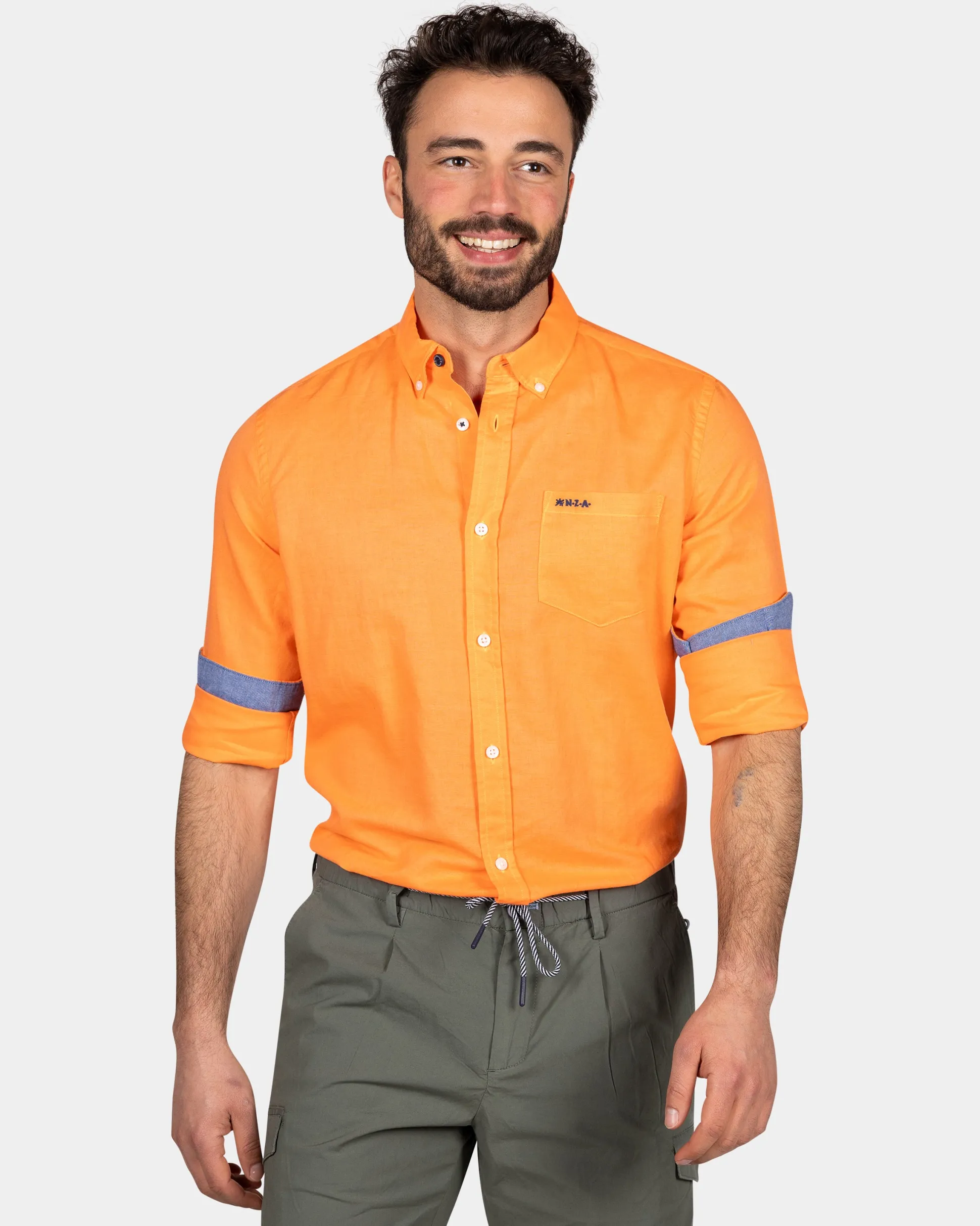 Linen shirt with stretch - Fresh Orange
