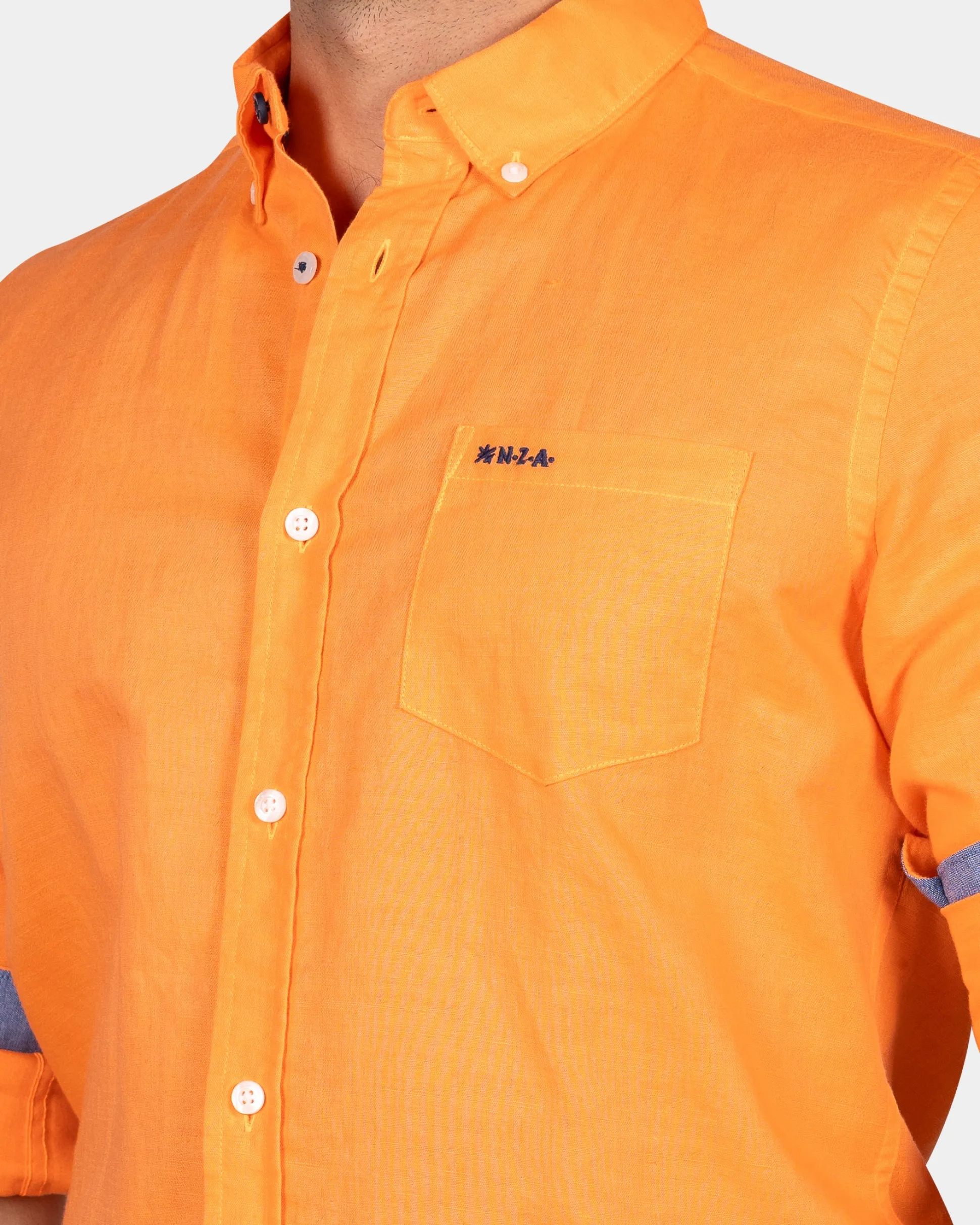 Linen shirt with stretch - Fresh Orange