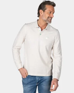 Long sleeve cotton beige polo