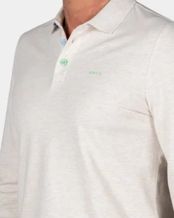 Long sleeve cotton beige polo